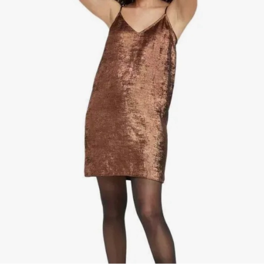 A New Day Copper‎ Metallic Cami Slip Dress XS NWT